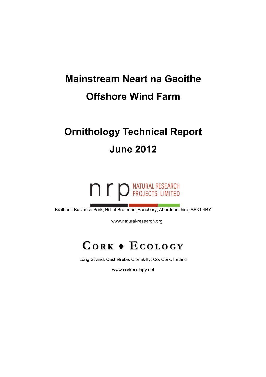 Mainstream Neart Na Gaoithe Offshore Wind Farm Ornithology Technical