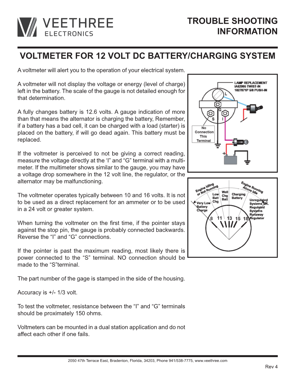 Trouble Shooting Information Voltmeter for 12 Volt Dc