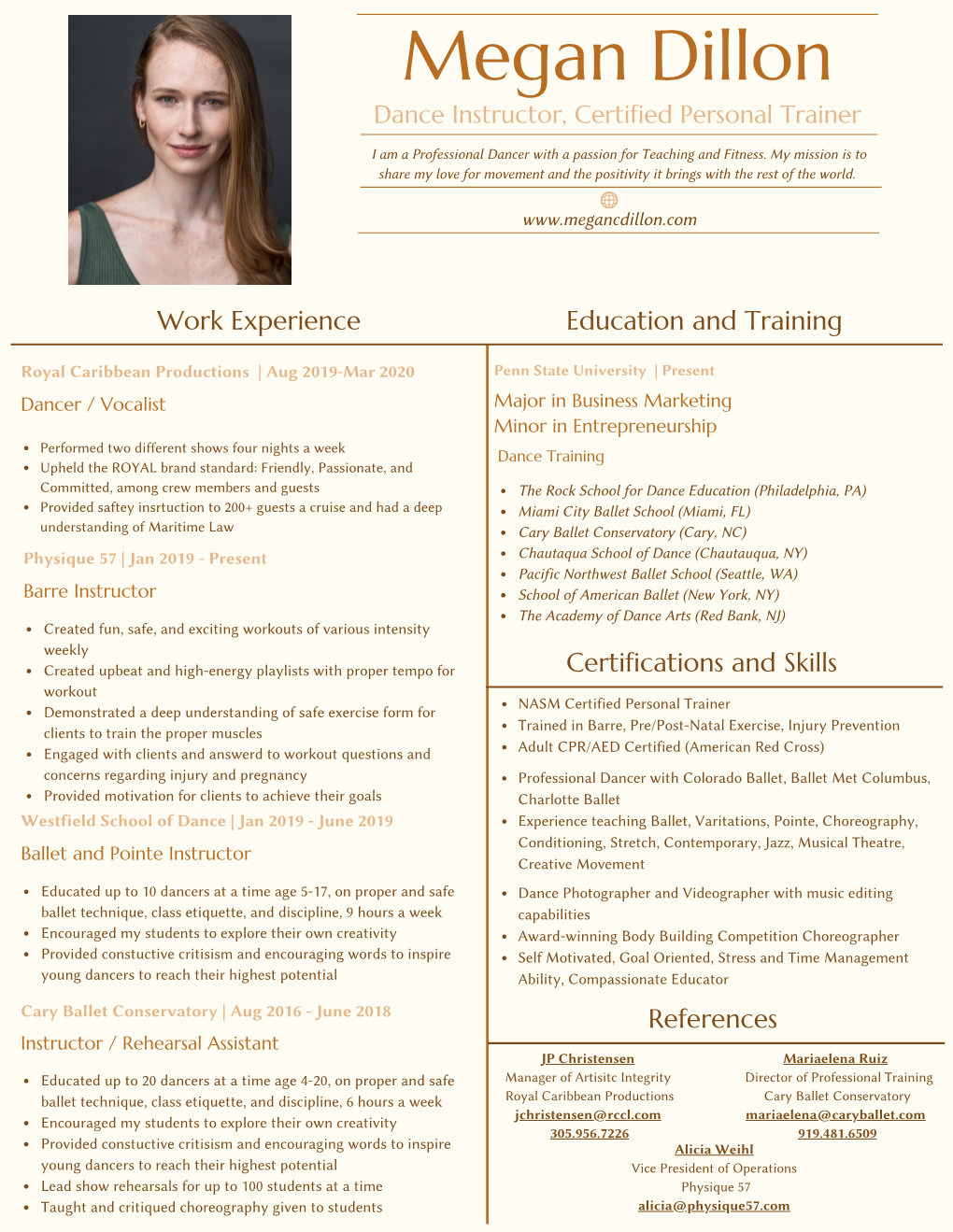 Brown and Cream Modern Resume
