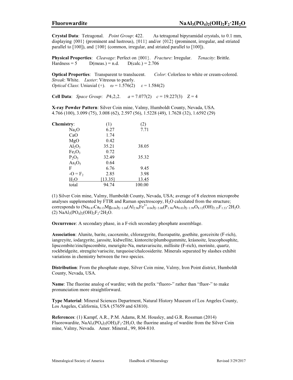 Fluorowardite Naal3(PO4)2(OH)2F2·2H2O