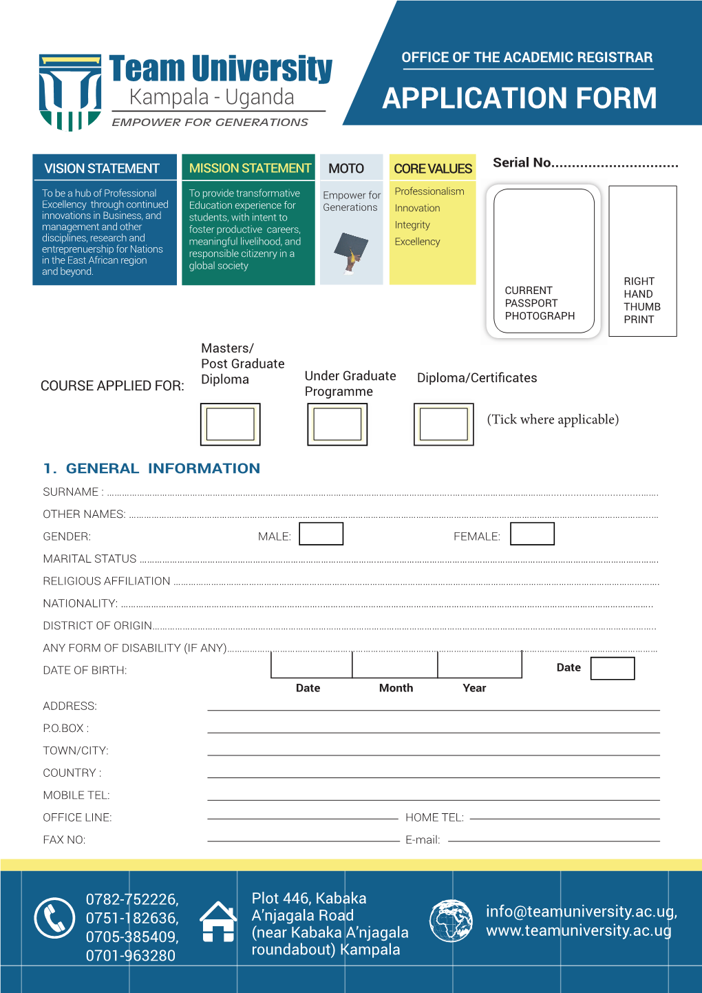 General Application Form