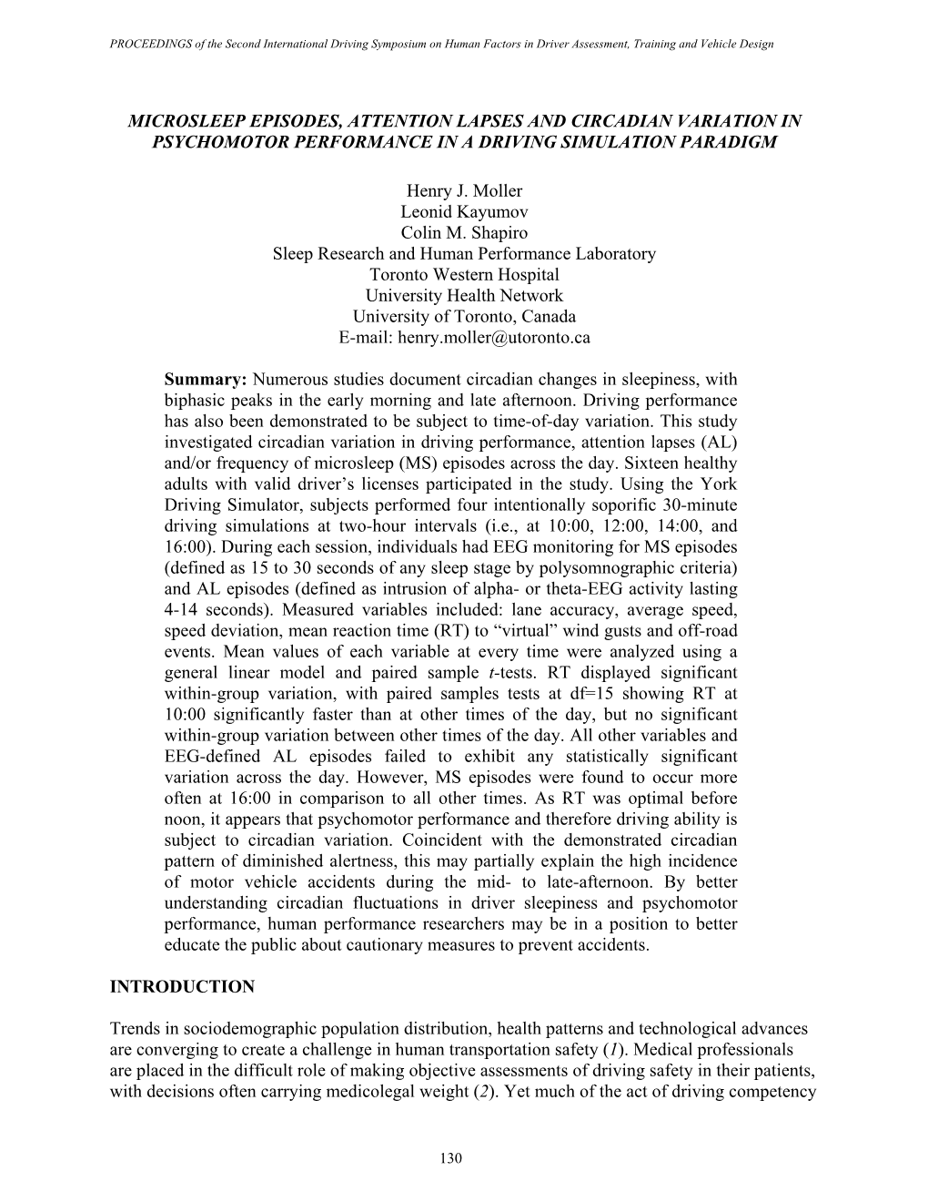 Microsleep Episodes, Attention Lapses and Circadian Variation in Psychomotor Performance in a Driving Simulation Paradigm