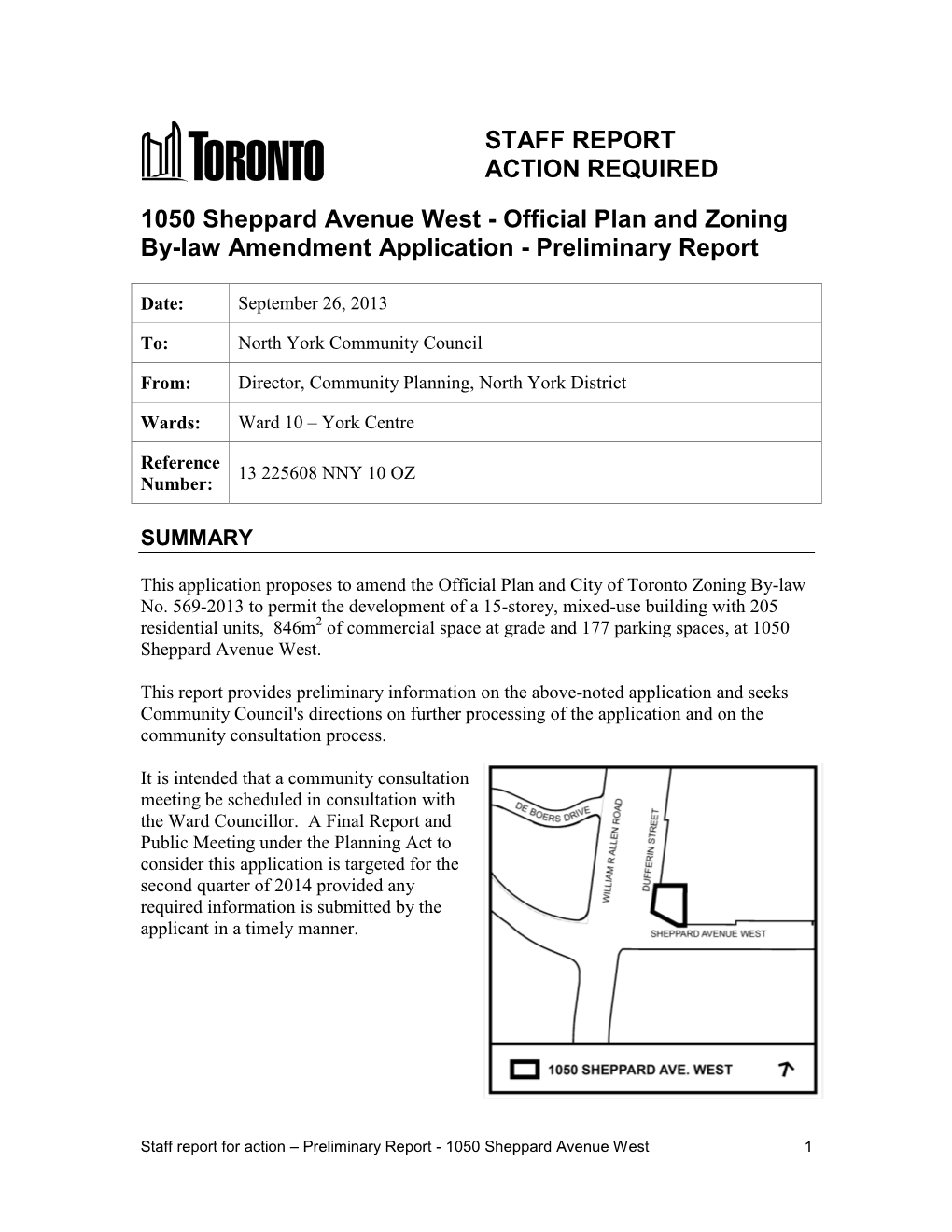 STAFF REPORT ACTION REQUIRED 1050 Sheppard Avenue