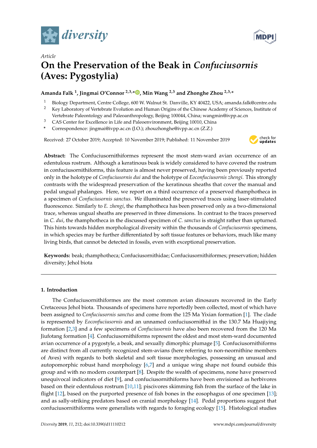 On the Preservation of the Beak in Confuciusornis (Aves: Pygostylia)