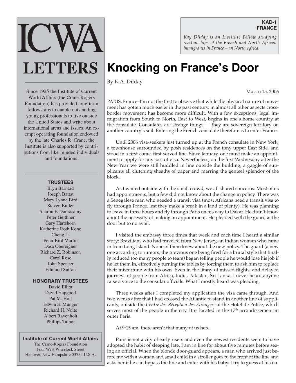 Knocking on France's Door