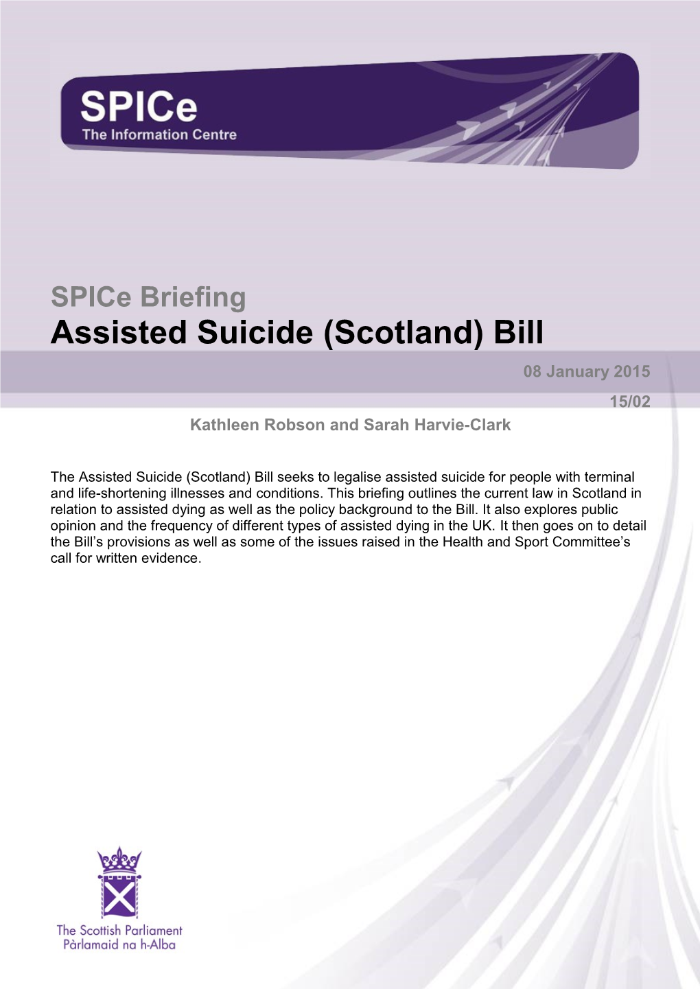 SB 15-02 Assisted Suicide (Scotland) Bill