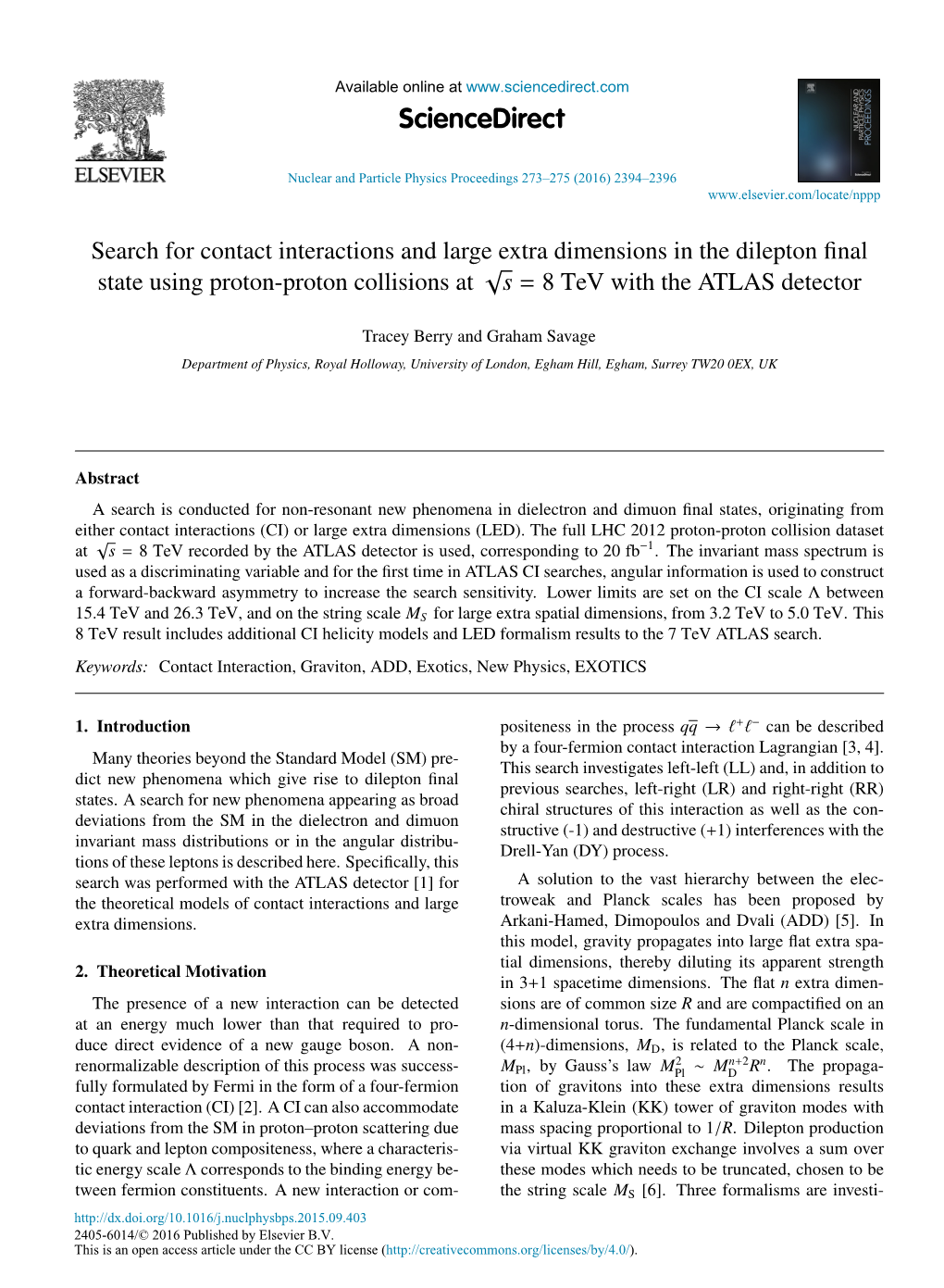 Search for Contact Interactions and Large Extra Dimensions in the Dilepton Final State Using Proton-Proton Collisions at √S=8