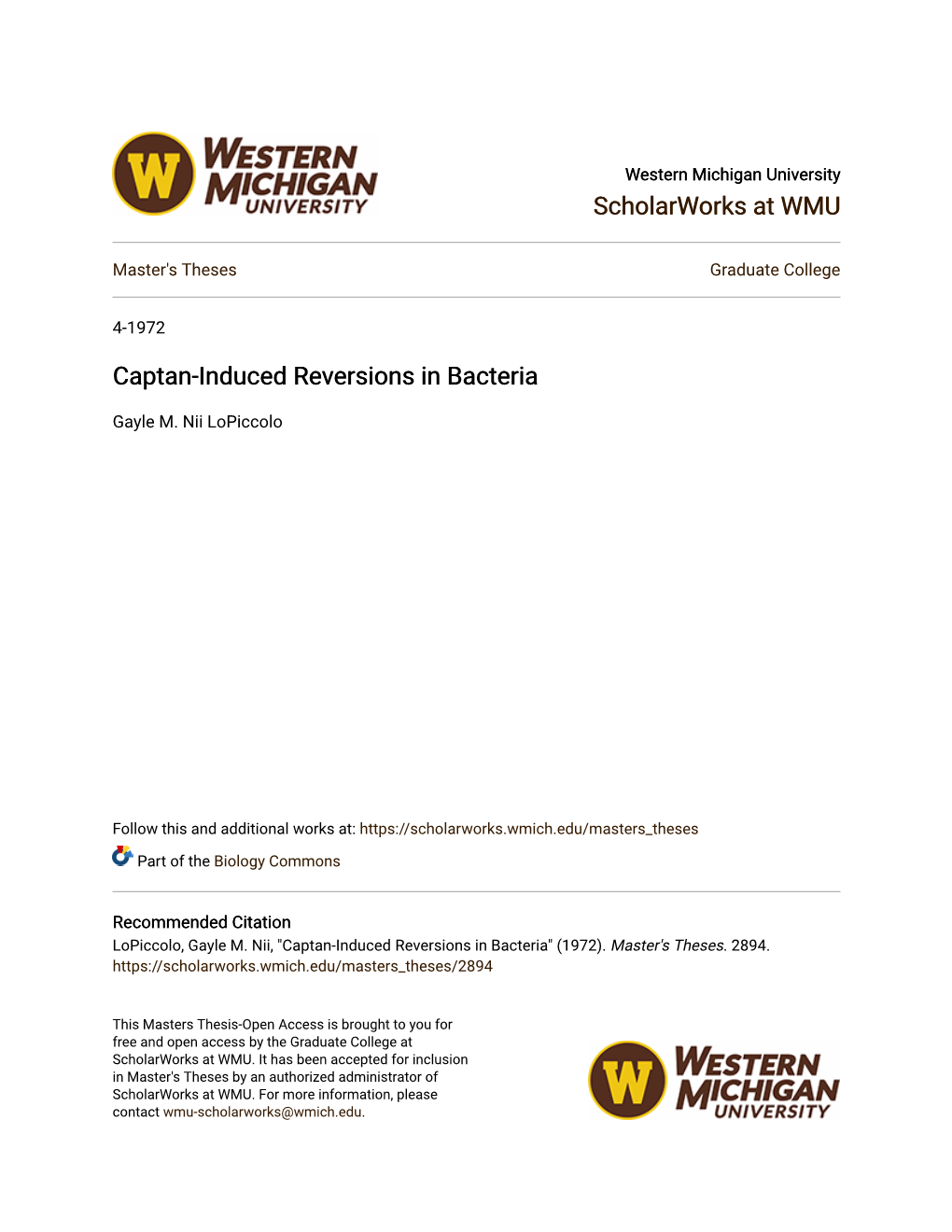 Captan-Induced Reversions in Bacteria