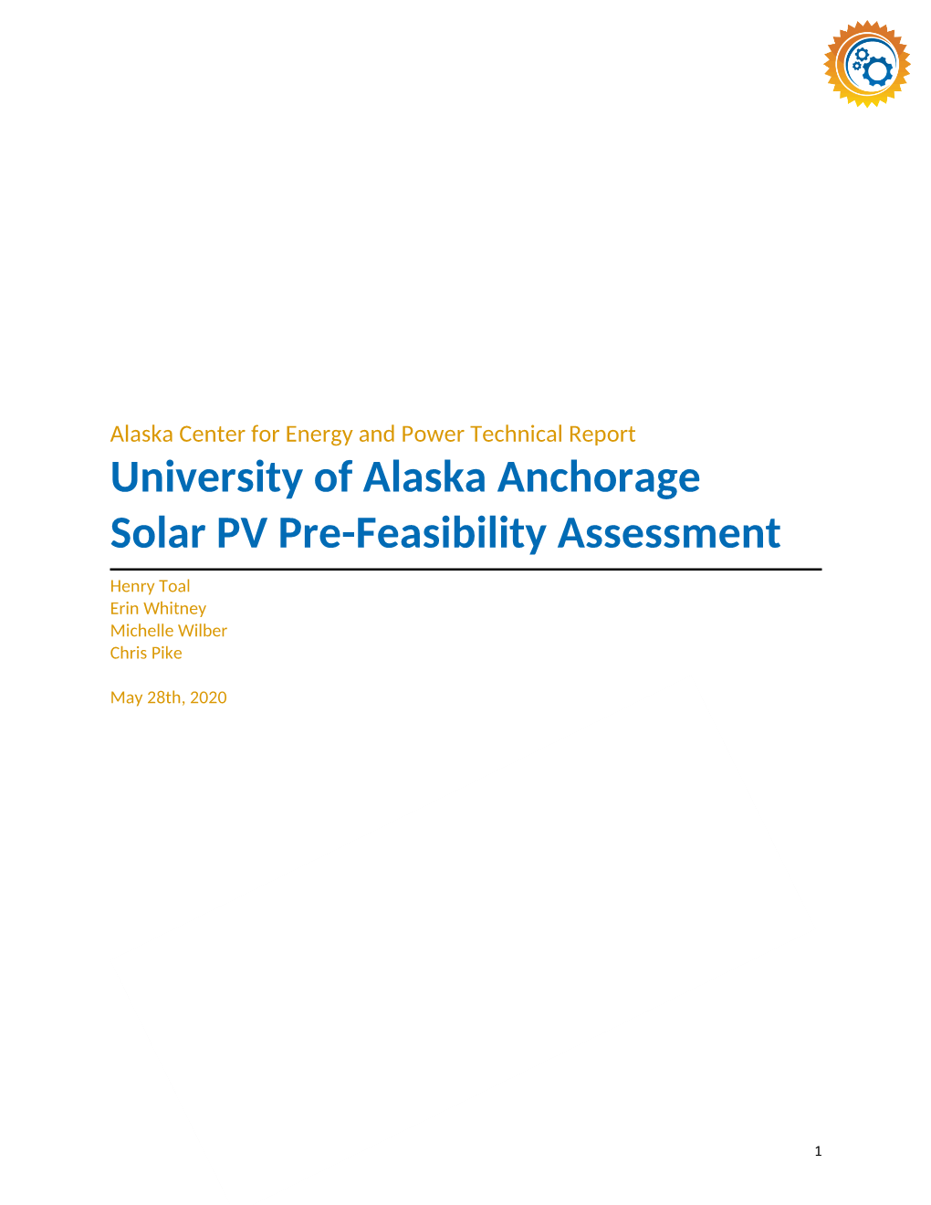 University of Alaska Anchorage Solar PV Pre-Feasibility Assessment