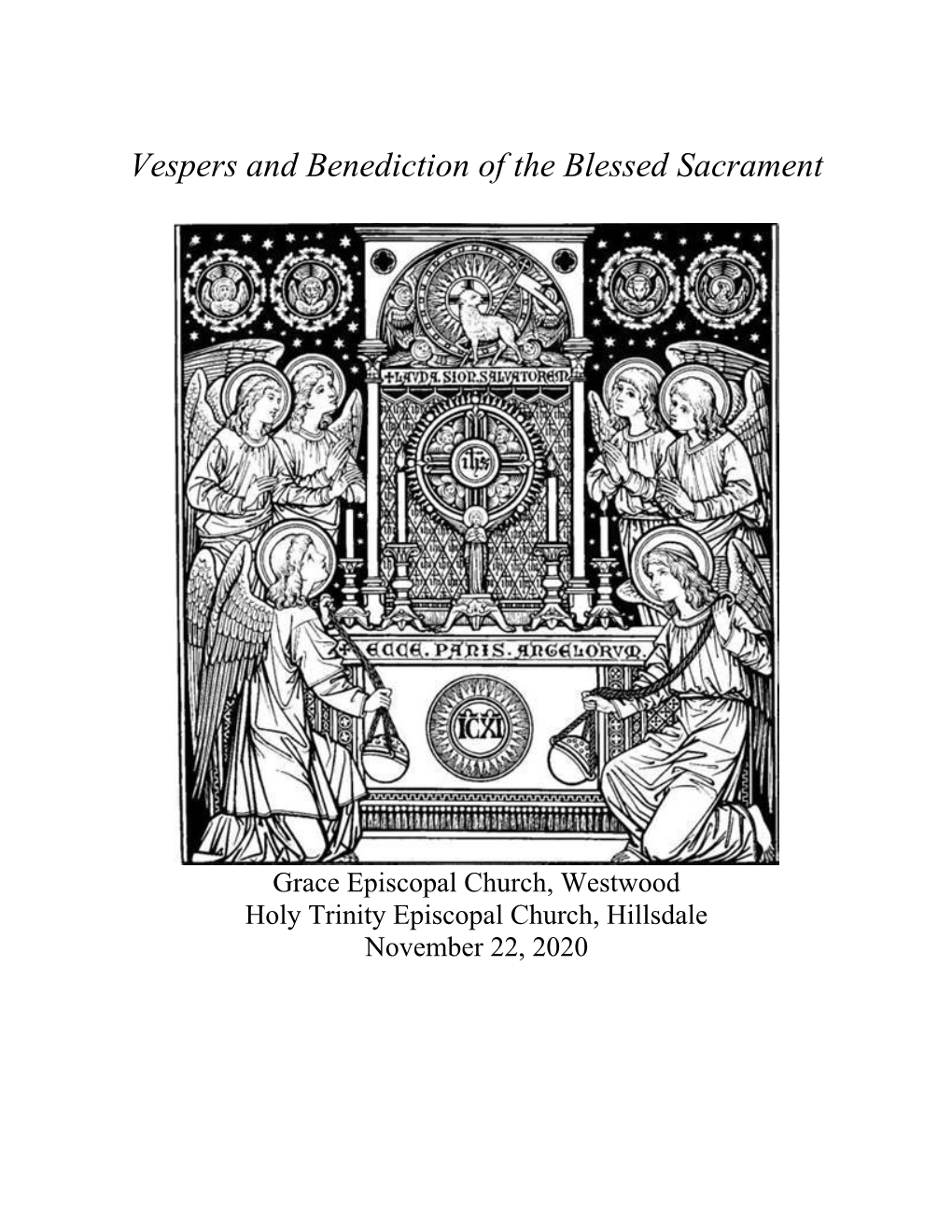 Vespers and Benediction of the Blessed Sacrament