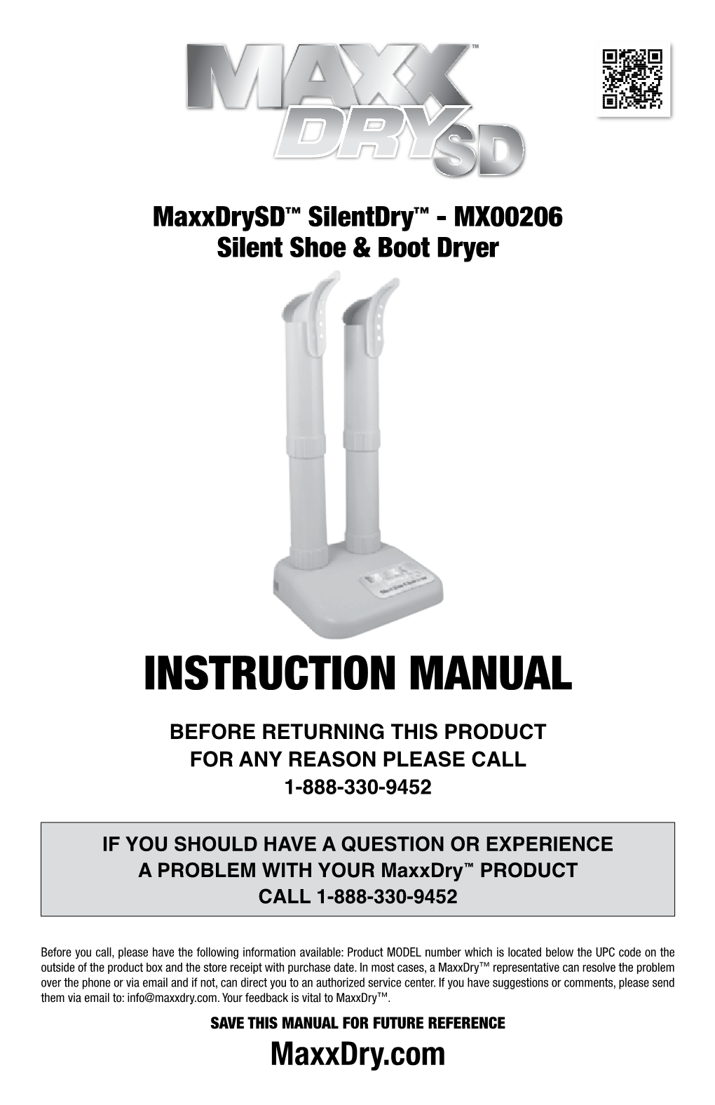 Maxxdrysd™ Silentdry™ - MX00206 Use Only Mild Soap and a Damp Cloth to Clean the Maxxdrysd™