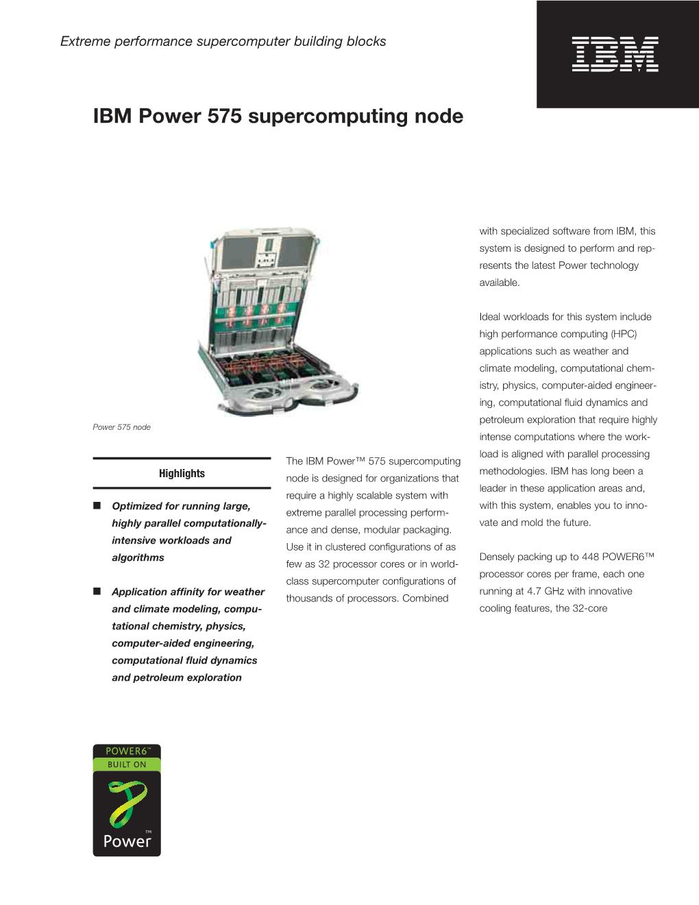 IBM Power 575 Supercomputing Node