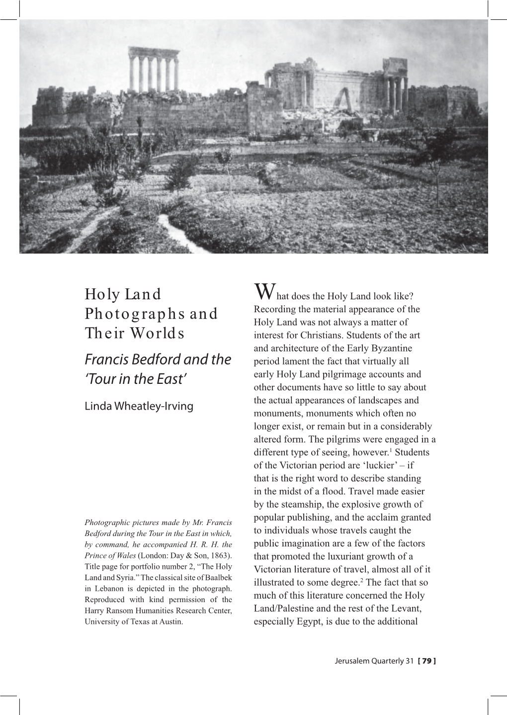 Holy Land Photographs and Their Worlds