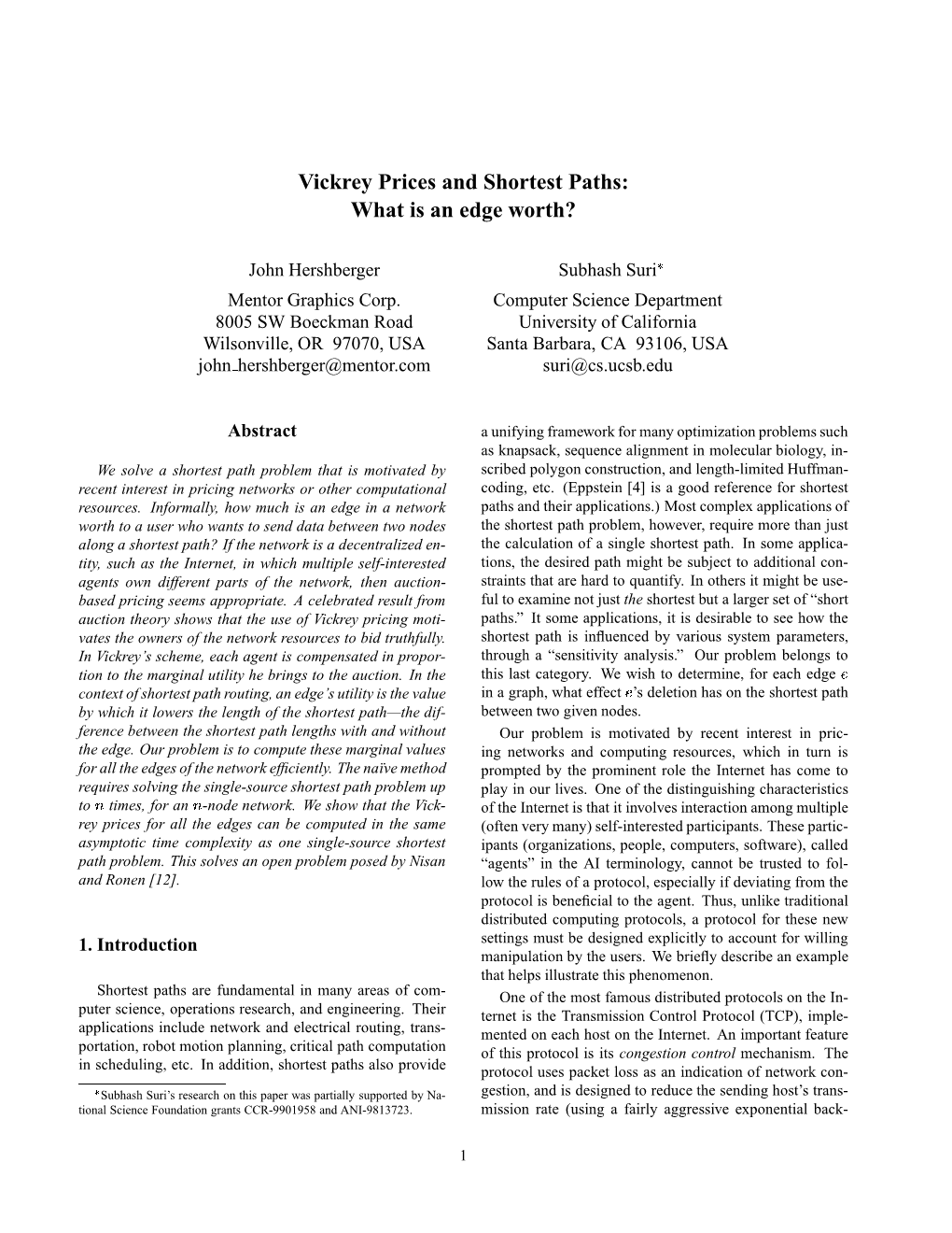 Paper on Computing Clarke Payments for Shortest Paths