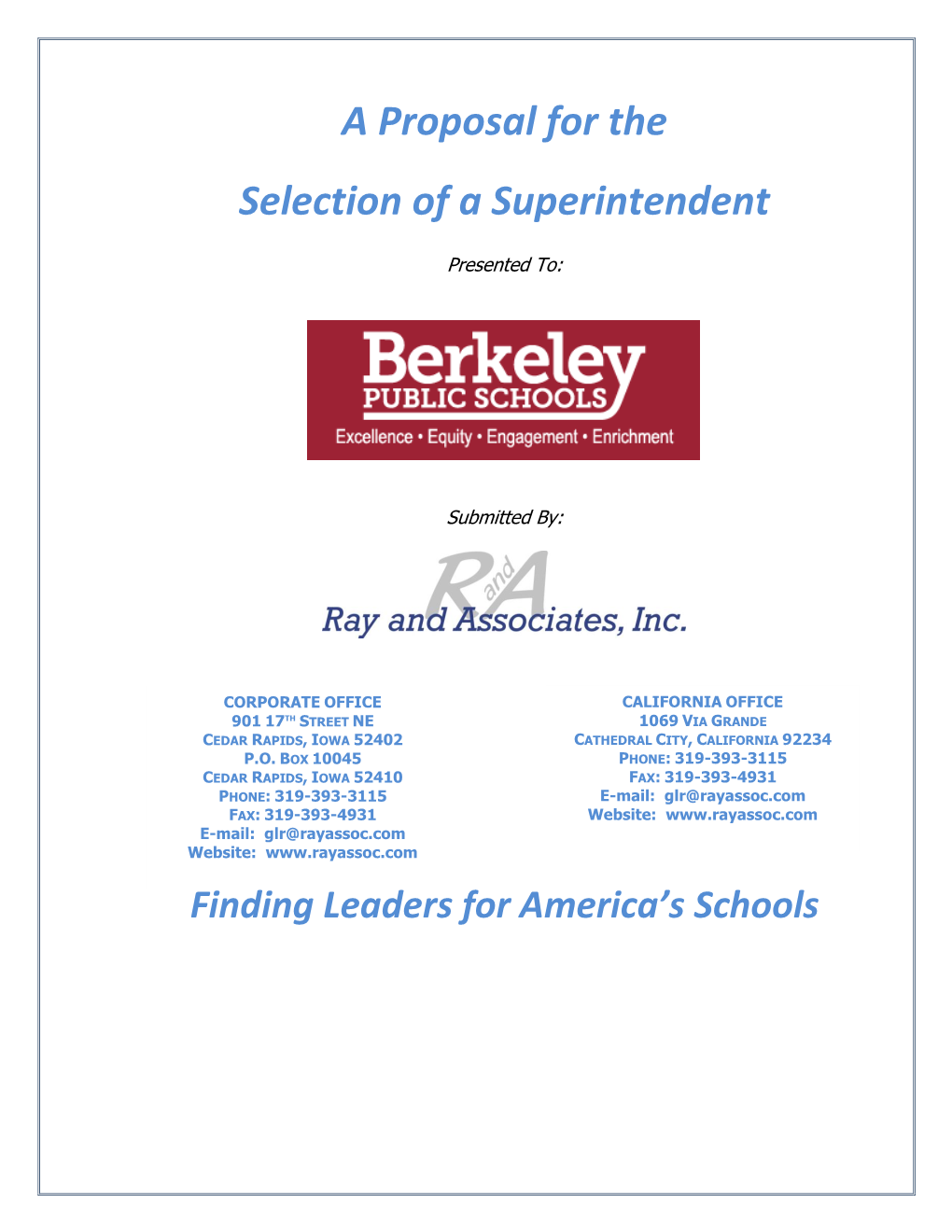 A Proposal for the Selection of a Superintendent