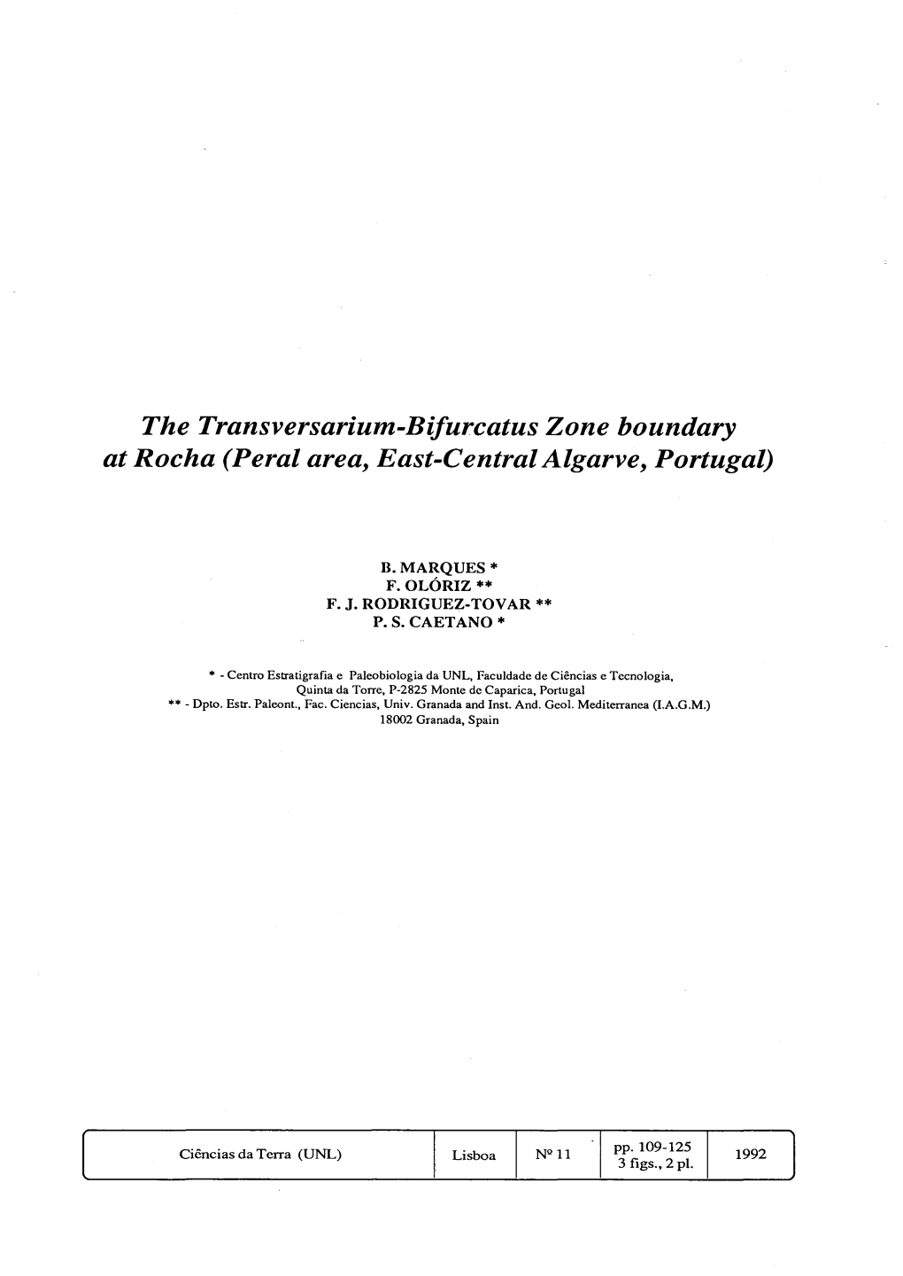 The Transversarium-Bifurcatus Zone Boundary at Rocha (Peral Area, East-Centralalgarve, Portugal)