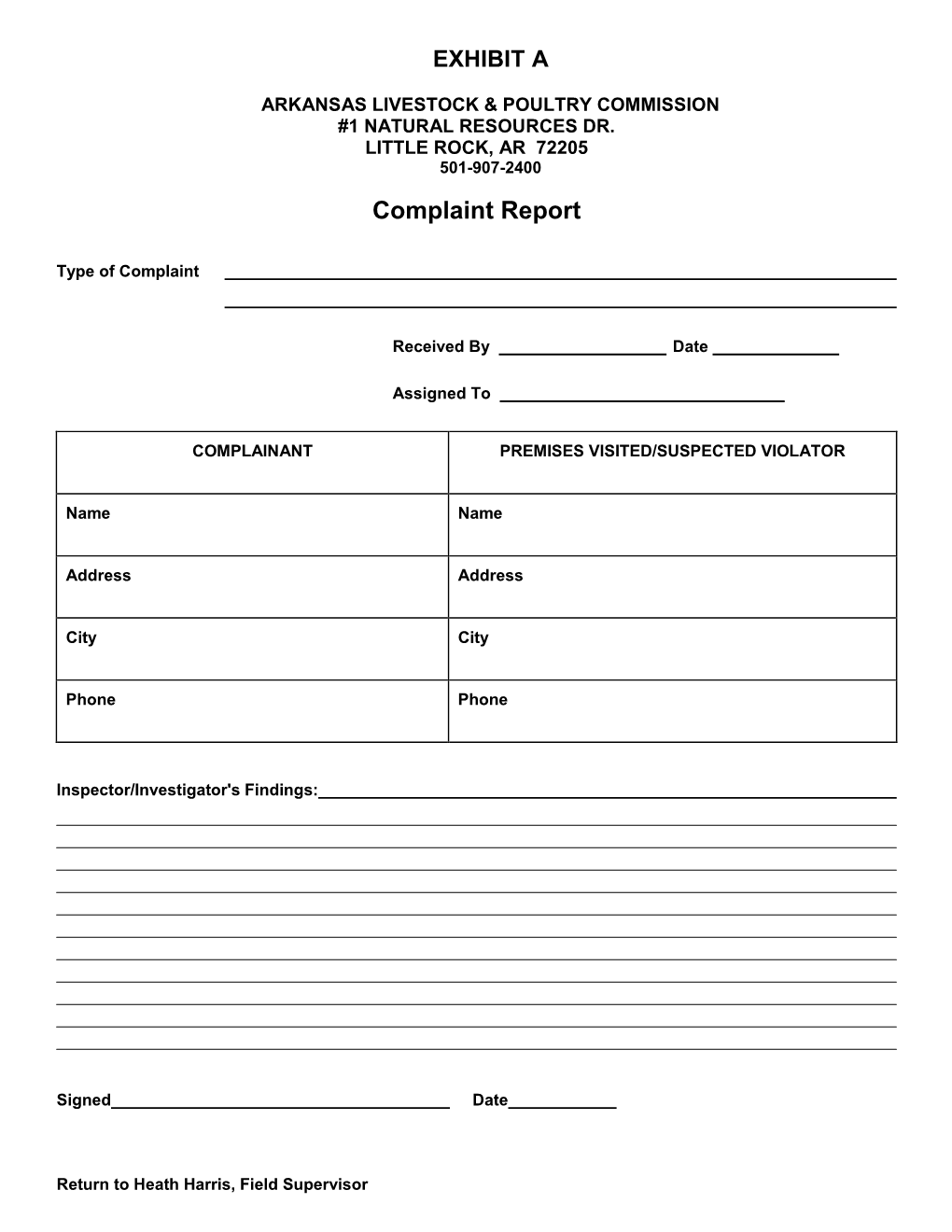 Complaint Report