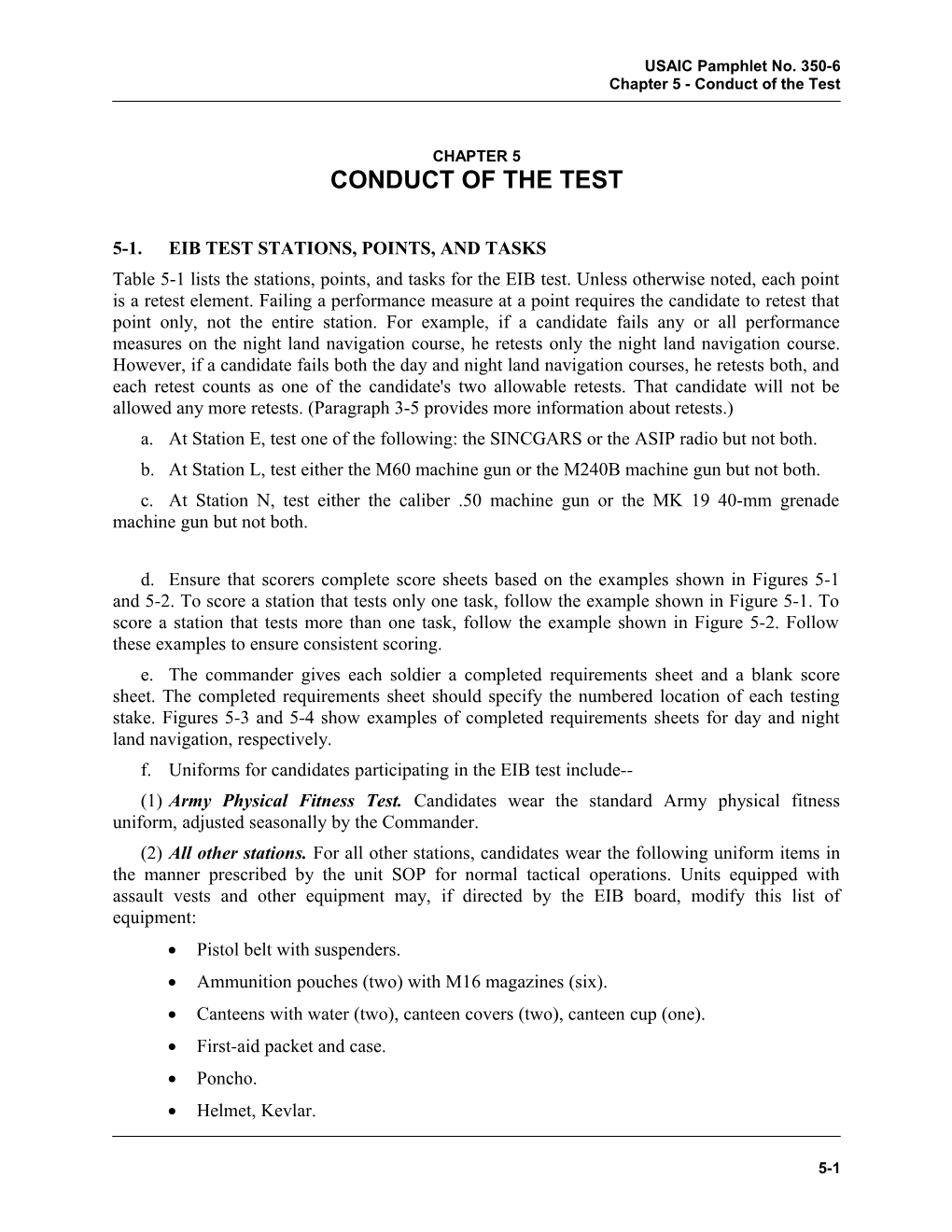 Chapter 5 - Conduct of the Test