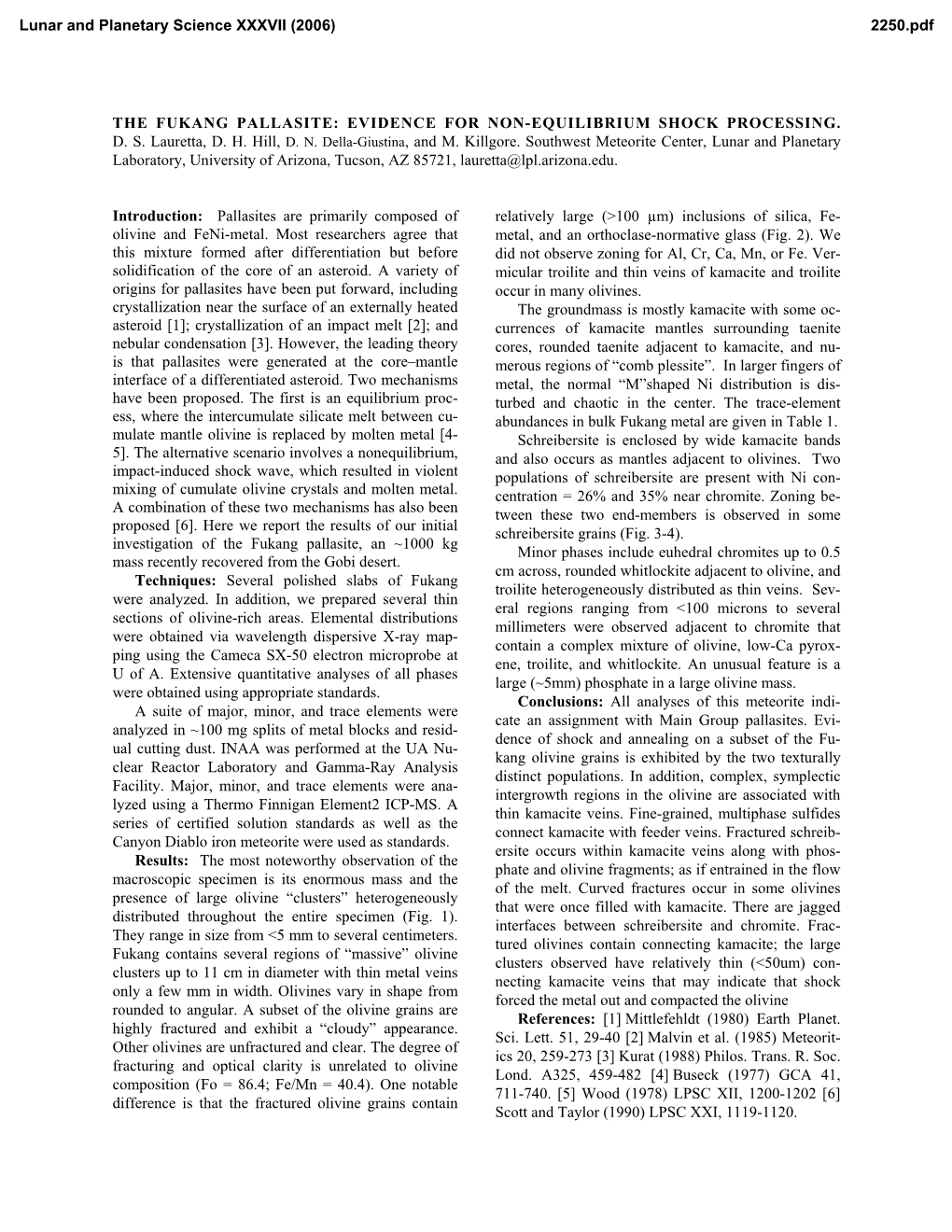 The Fukang Pallasite: Evidence for Non-Equilibrium Shock Processing