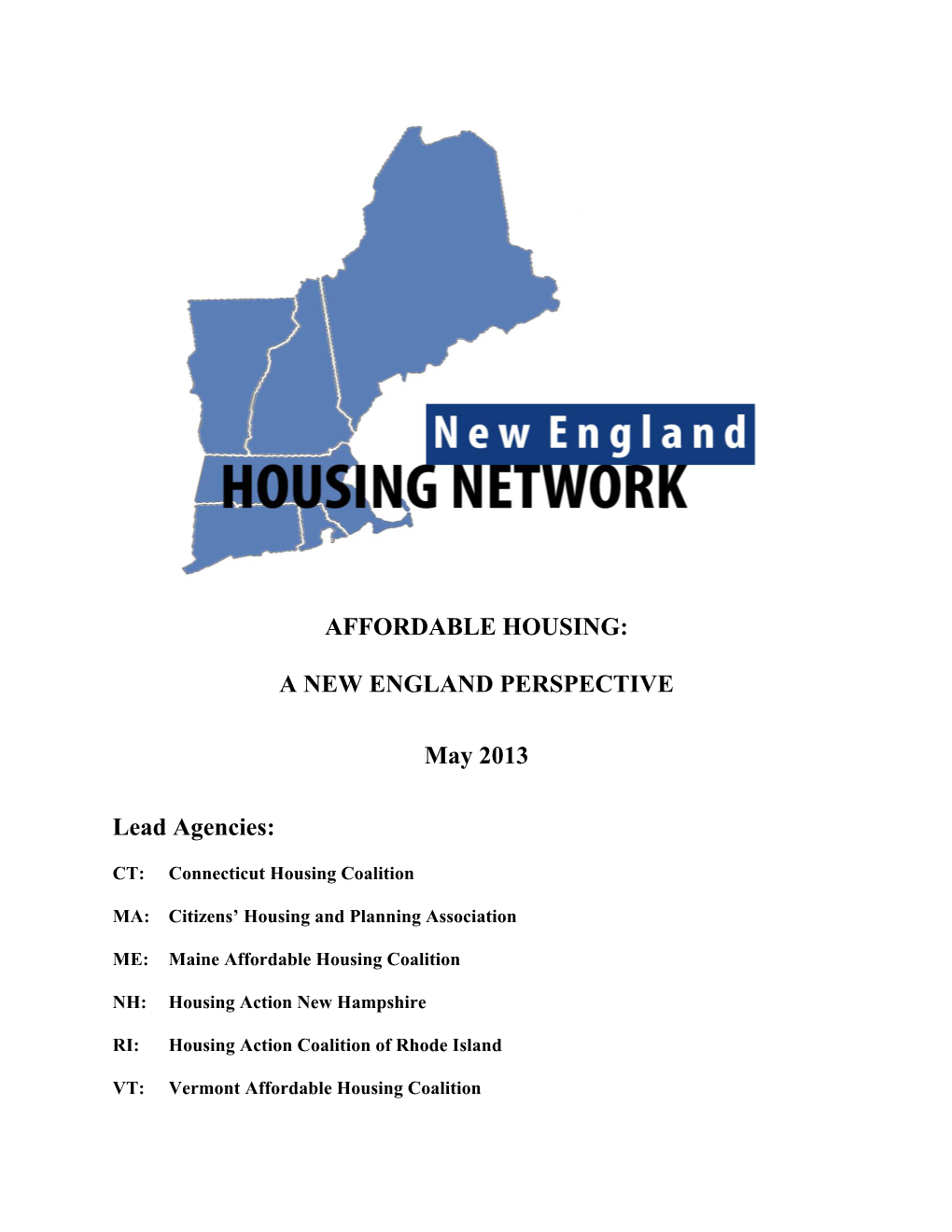 New England Housing Network Federal Priorities for 2013