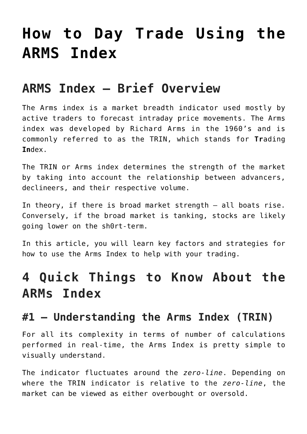 How to Day Trade Using the ARMS Index