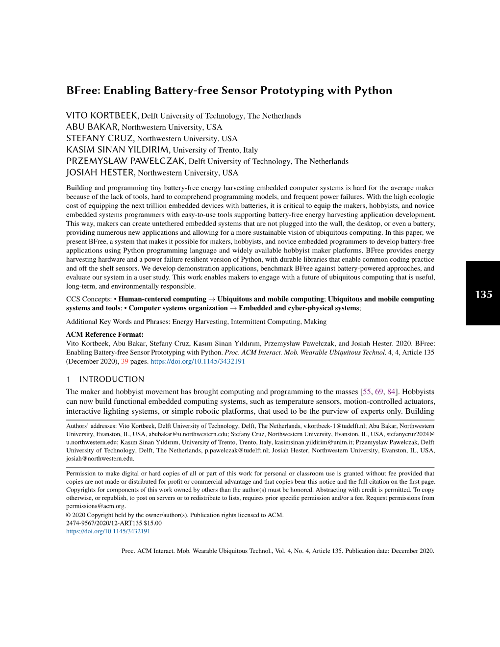 Bfree: Enabling Battery-Free Sensor Prototyping with Python