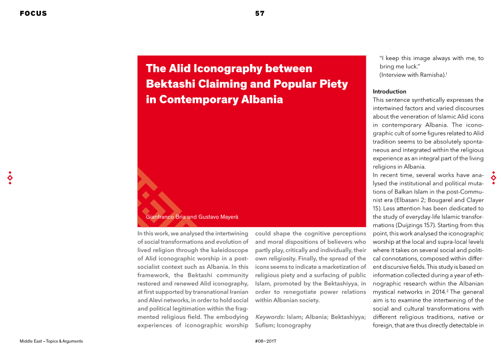 The Alid Iconography Between Bektashi Claiming and Popular Piety in Contemporary Albania