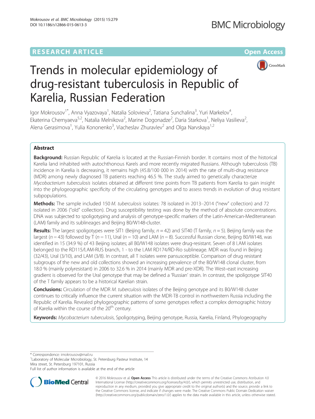 Trends in Molecular Epidemiology of Drug-Resistant Tuberculosis In