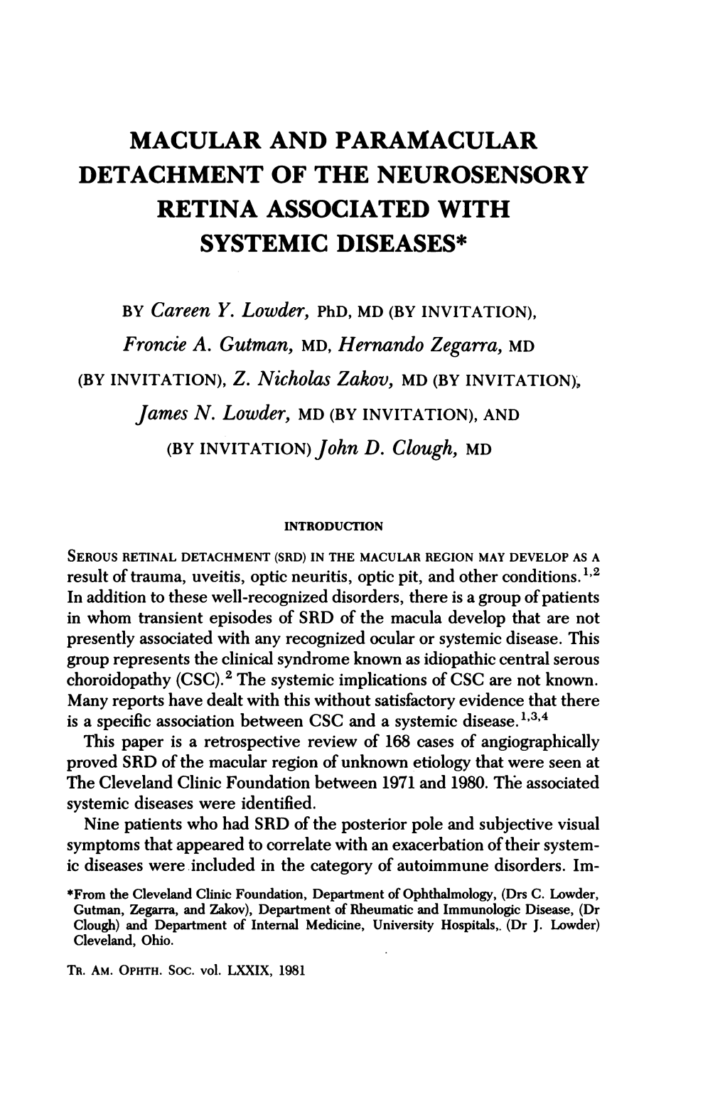 Retina Associated with Systemic Diseases*