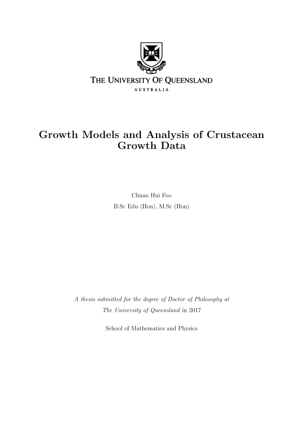 Growth Models and Analysis of Crustacean Growth Data