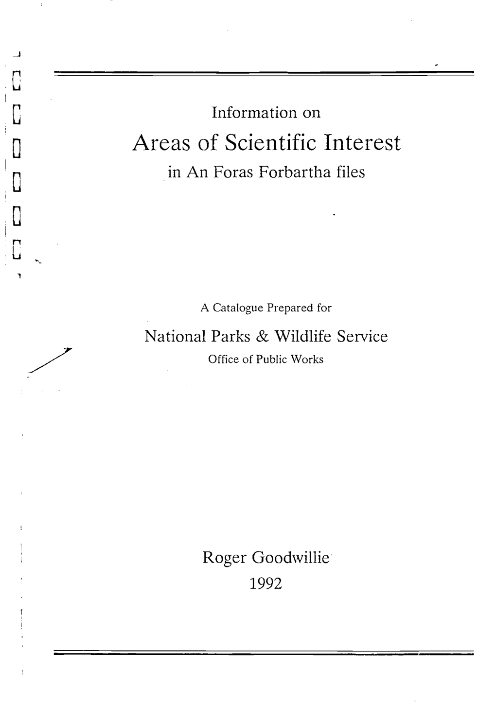 Information on Areas of Scientific Interest in an Foras Forbartha Files