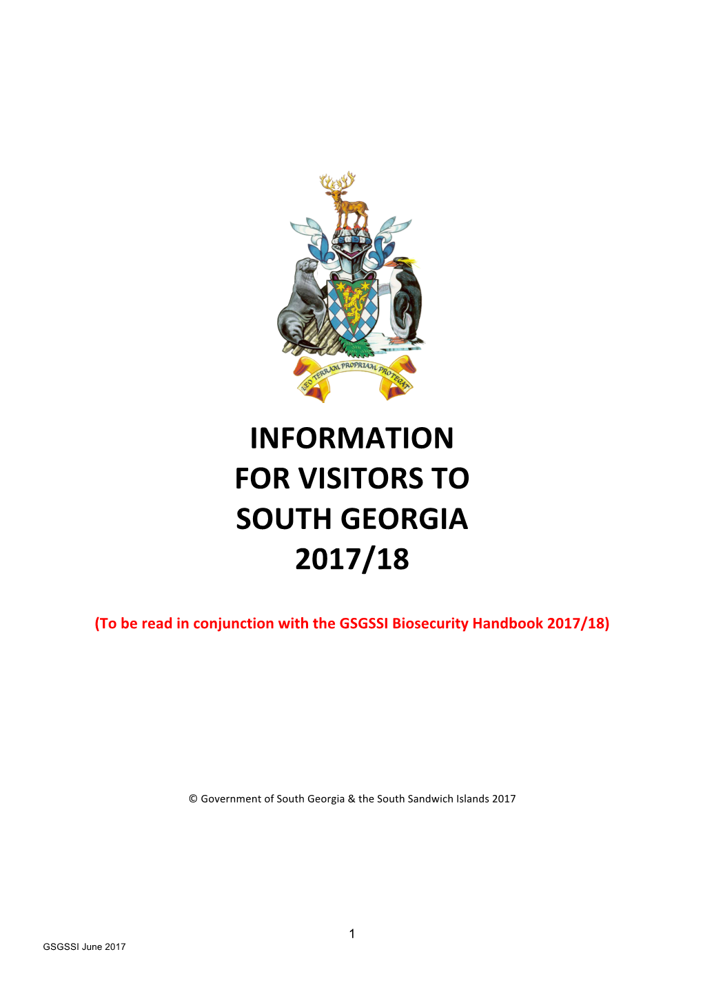 Information for Visitors to South Georgia 2017-18