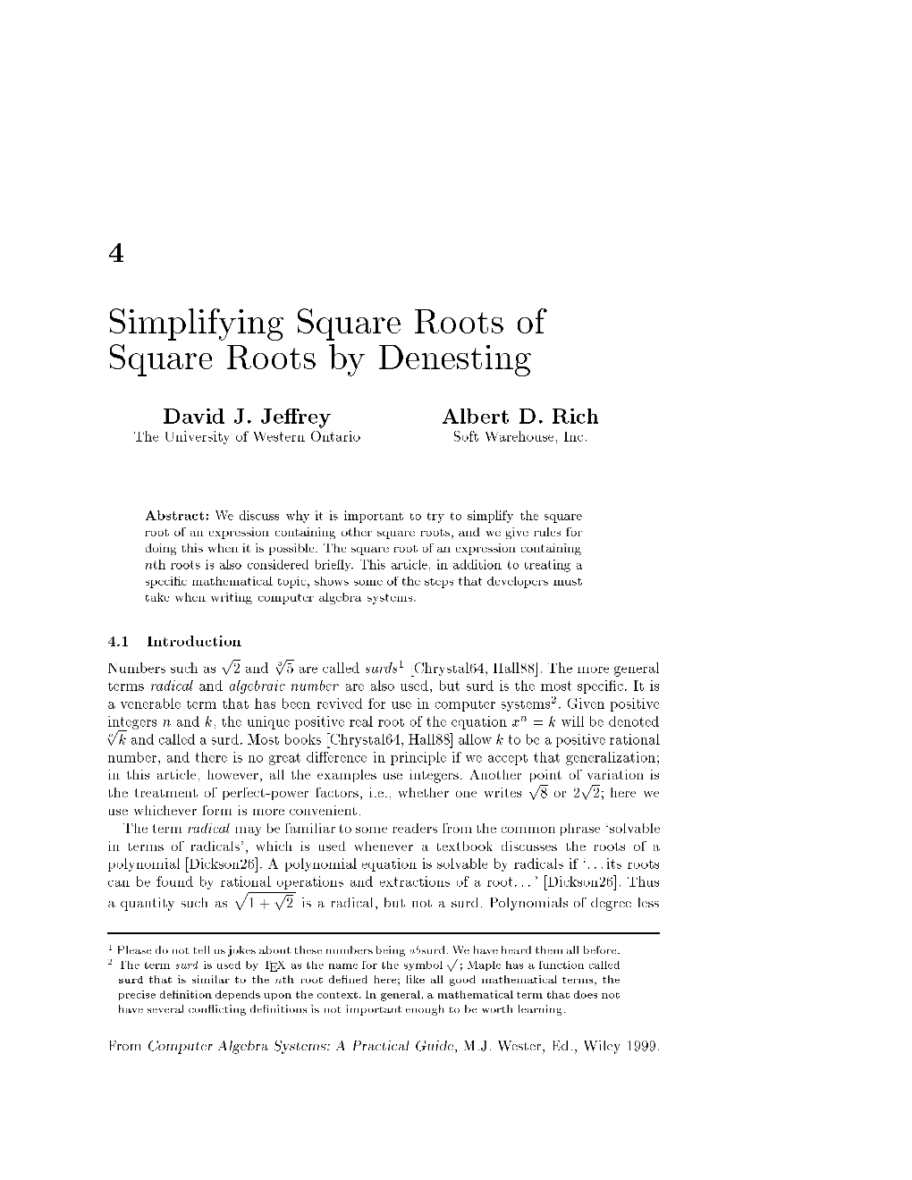 Simplifying Square Roots of Square Roots by Denesting 63