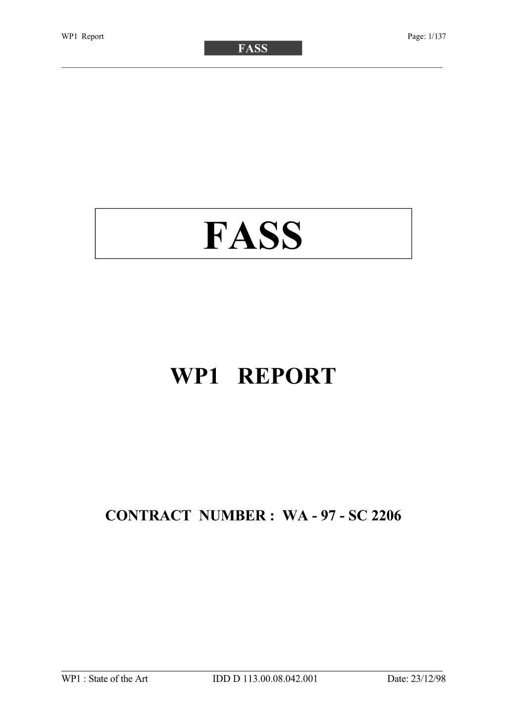 WP1 Report Page: 1/137 FASS ______