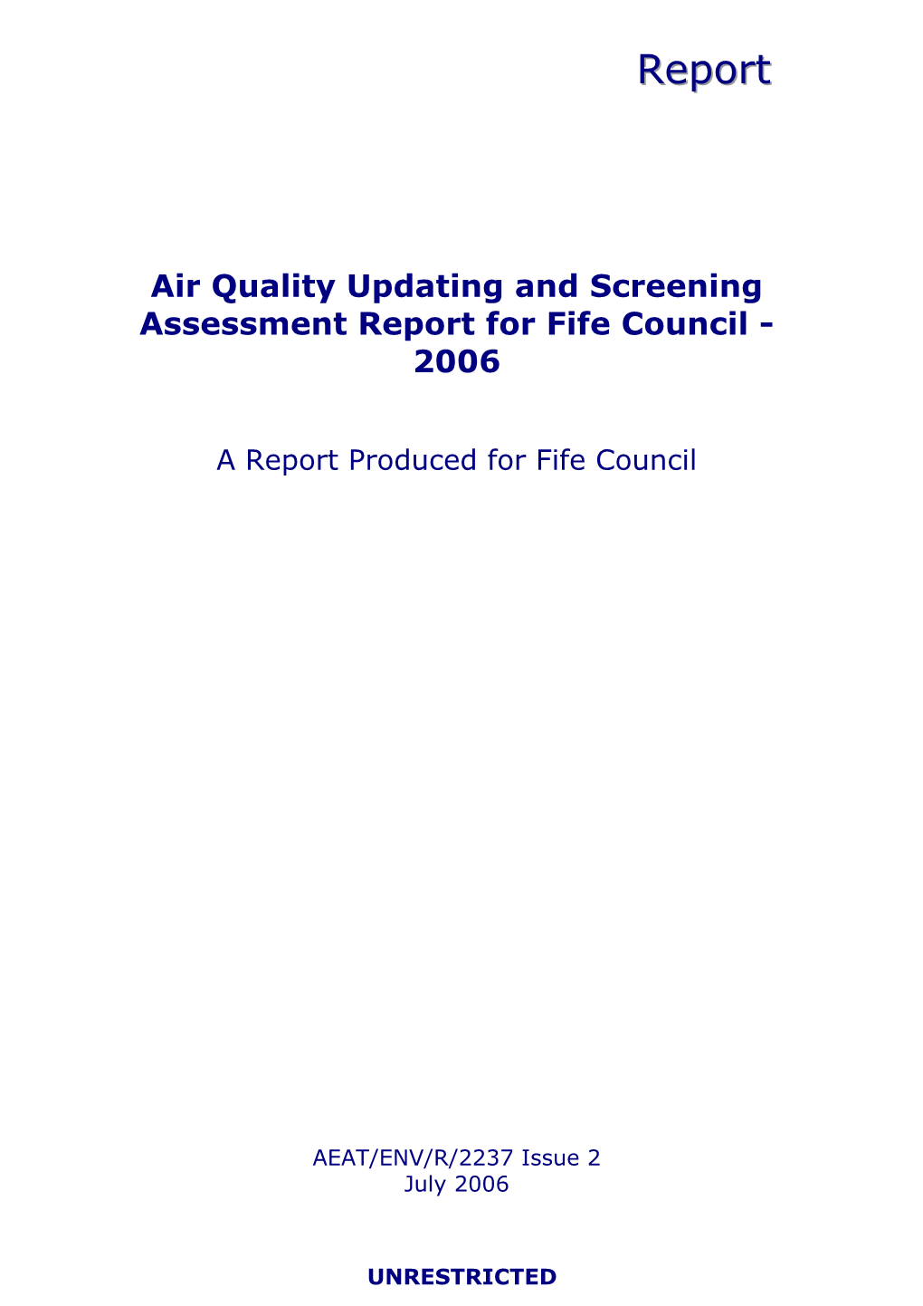 Air Quality Updating and Screening Assessment Report 2006