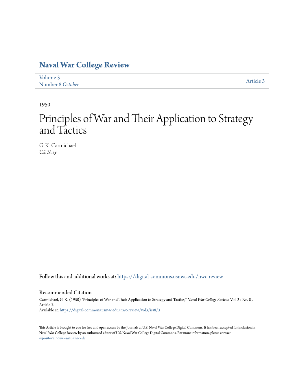 Principles of War and Their Application to Strategy and Tactics G