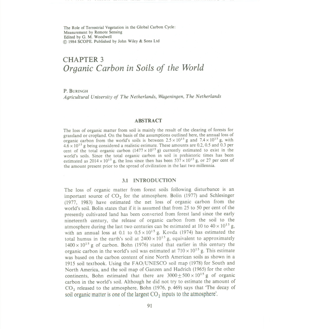 Organic Carbon in Soils of the World