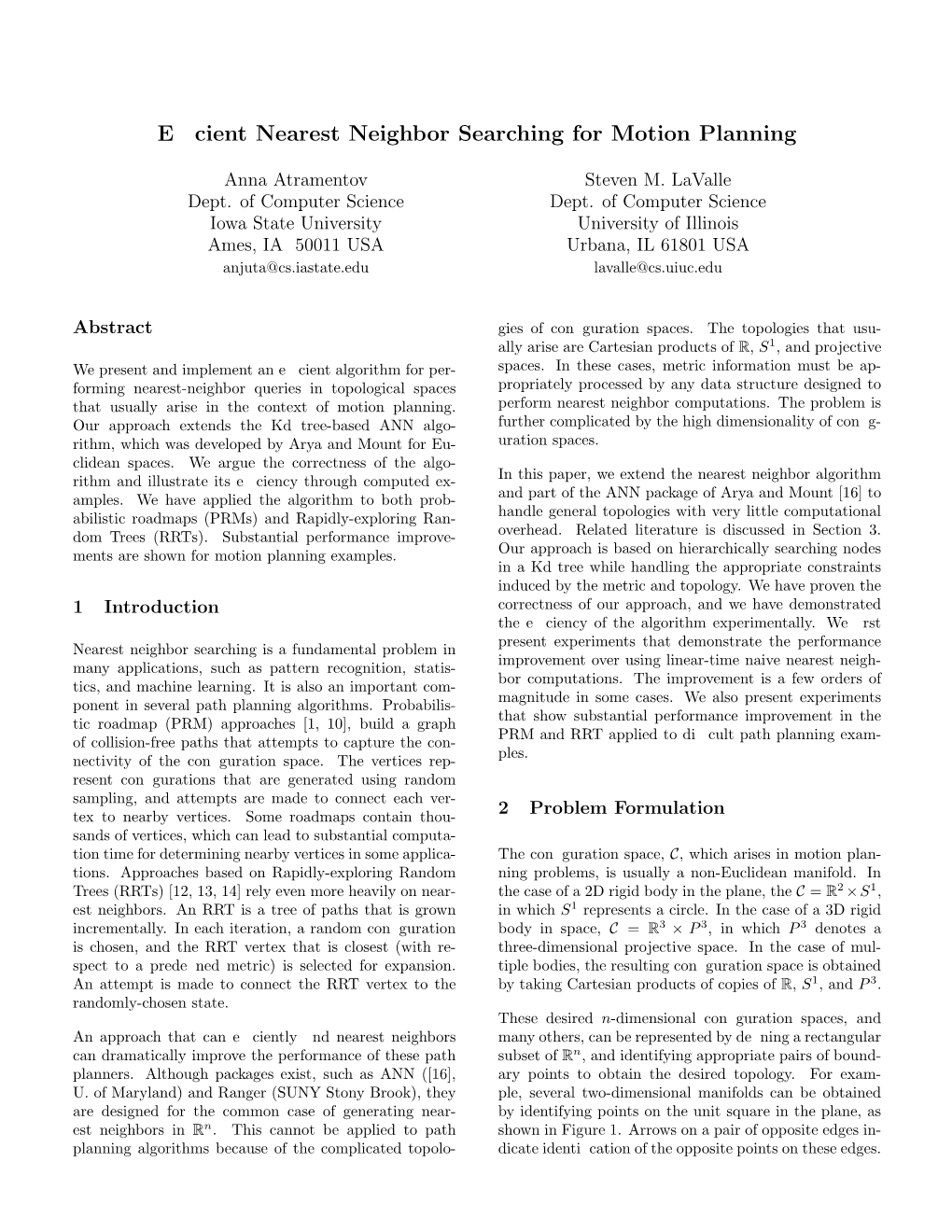 Efficient Nearest Neighbor Searching for Motion Planning