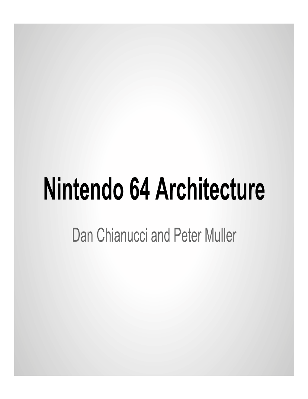 Nintendo 64 Architecture