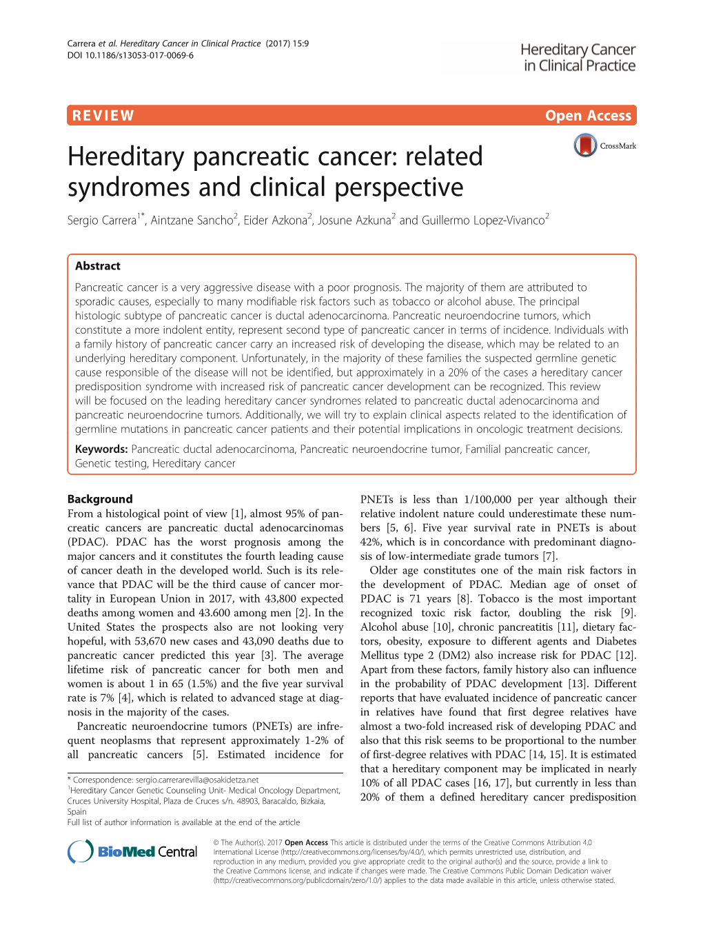 Hereditary Pancreatic Cancer