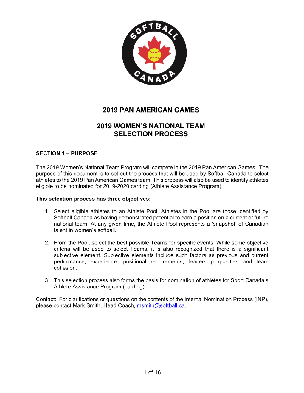 2019 Pan American Games 2019 Women's National Team Selection Process