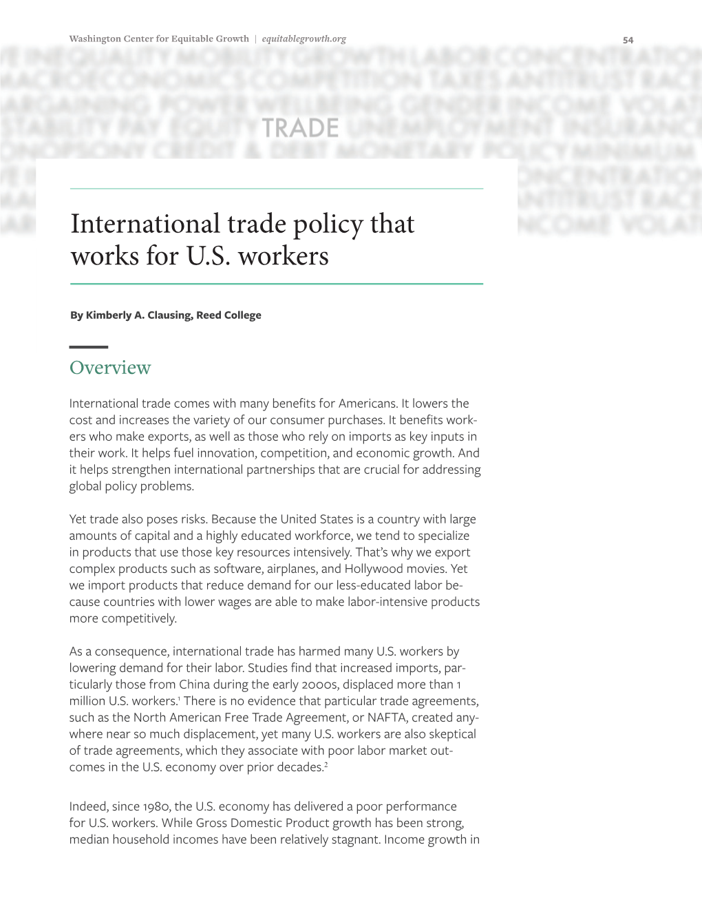 International Trade Policy That Works for U.S. Workers