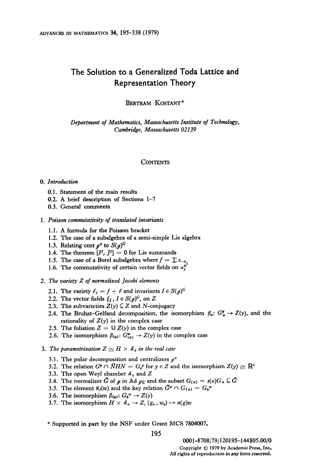 The Solution to a Generalized Toda Lattice and Representation Theory