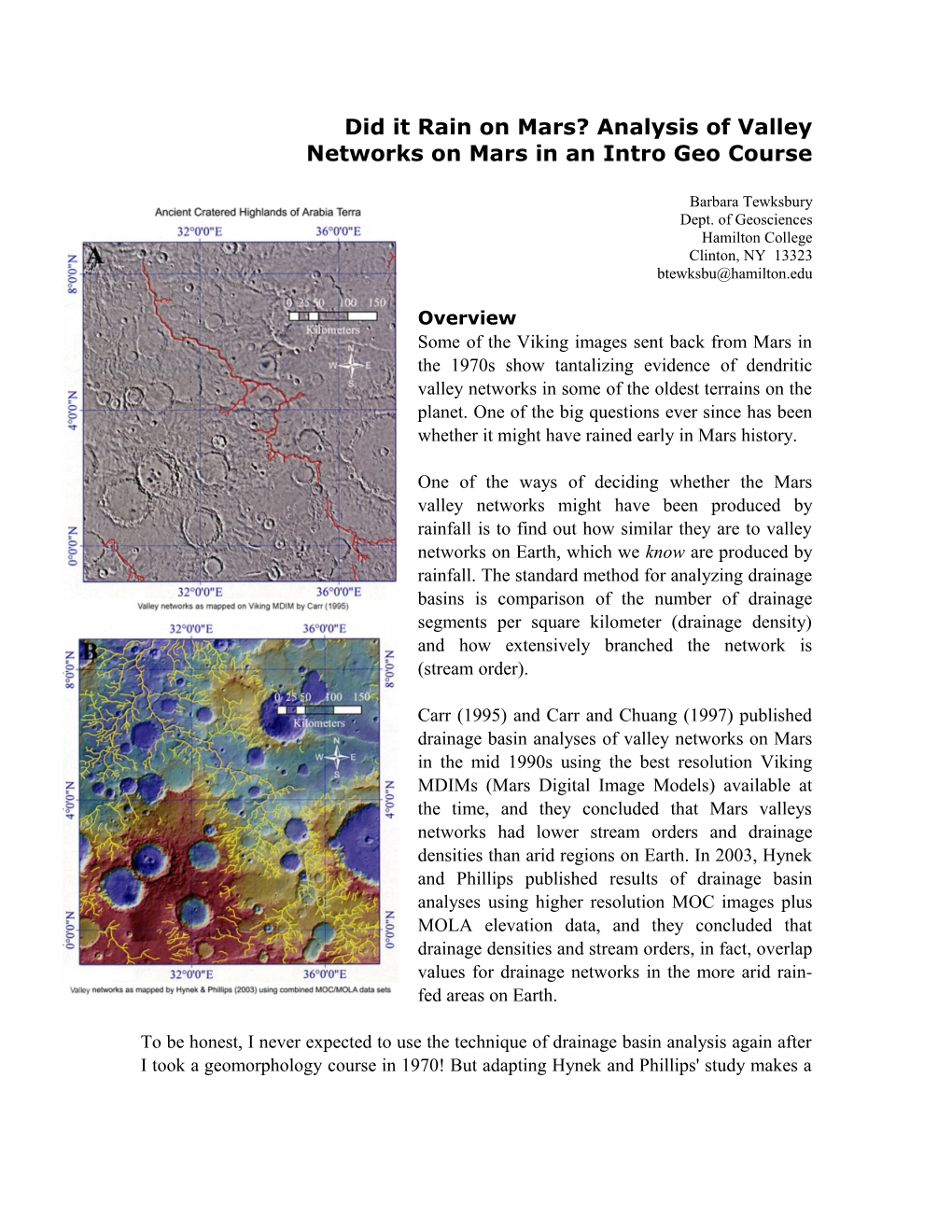 Did It Rain on Mars? Analysis of Valley