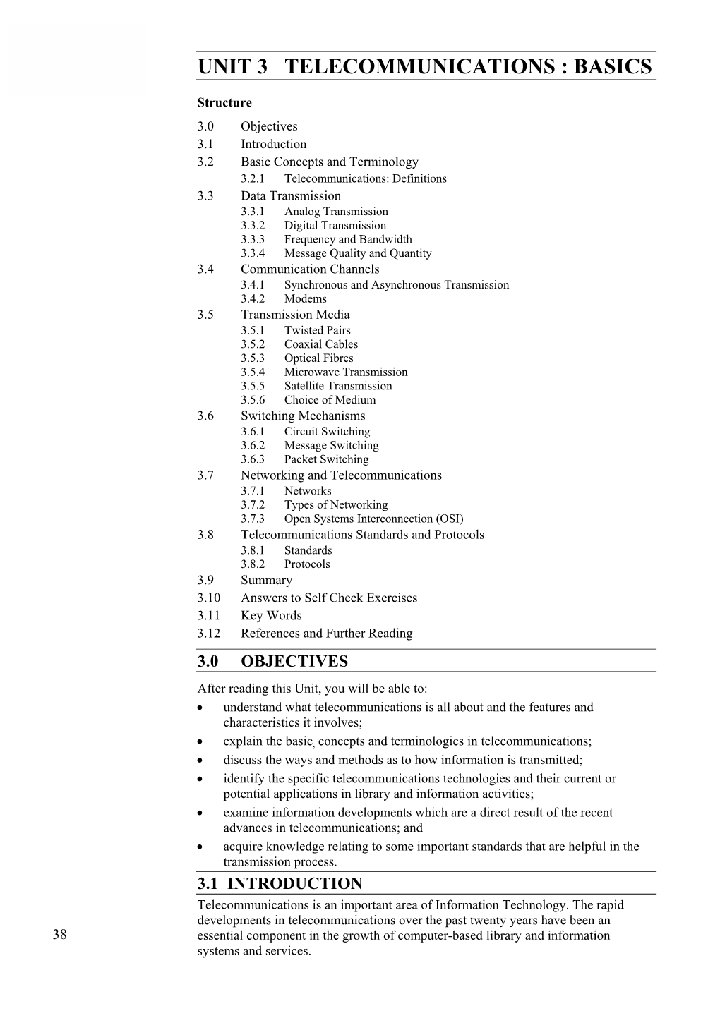 Unit 3 Telecommunications : Basics