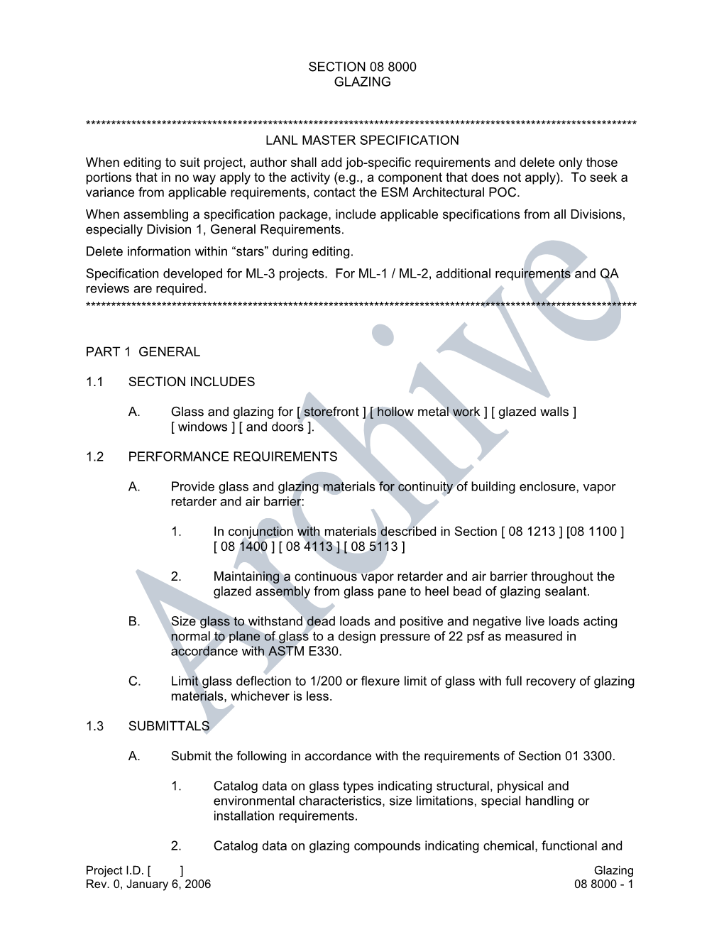 Lanl Master Specification s1