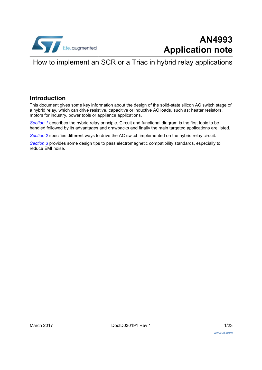 How to Implement a SCR Or a Triac in a Hybride Relay Application