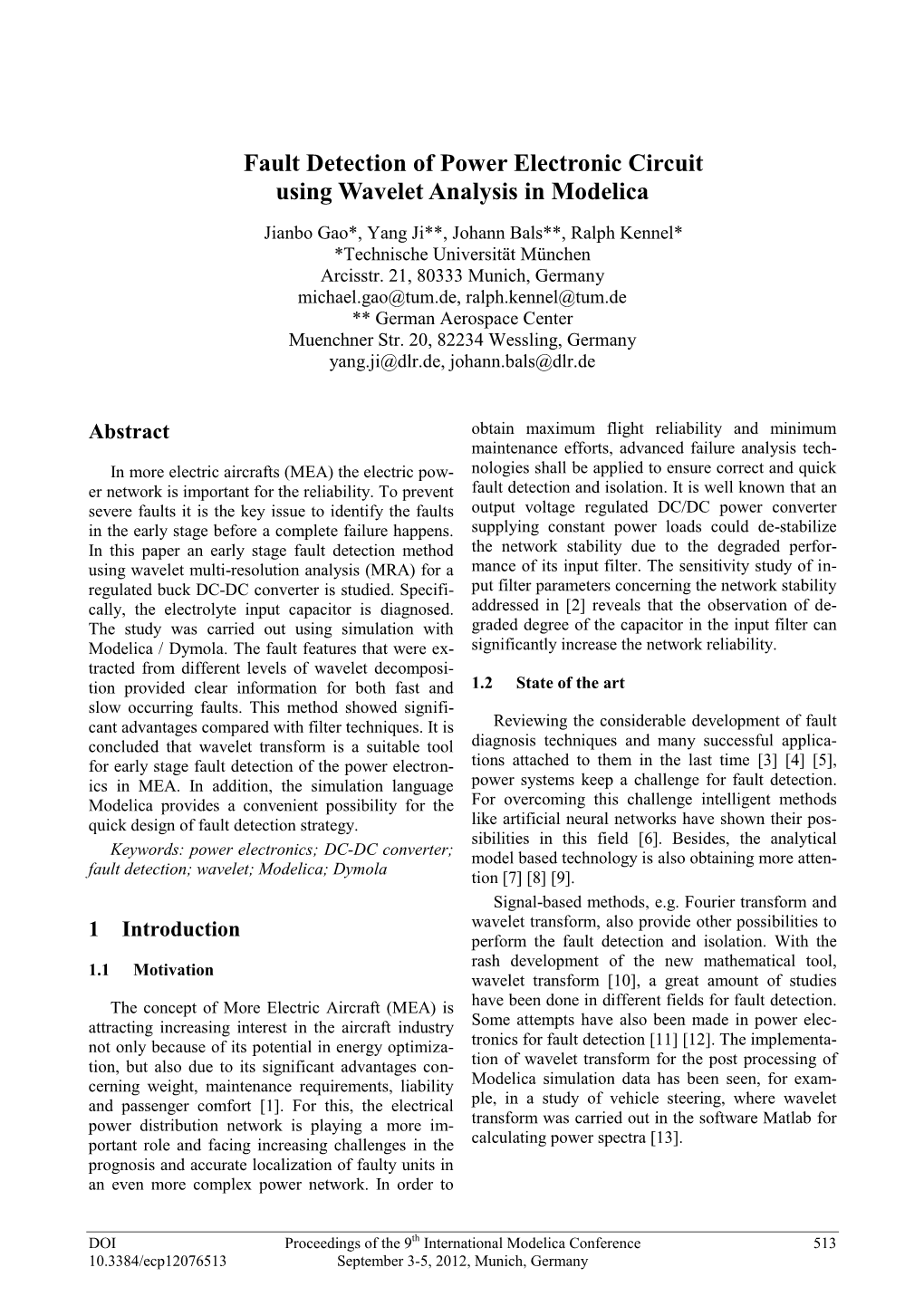 Fault Detection of Power Electronic Circuit Using Wavelet Analysis in Modelica