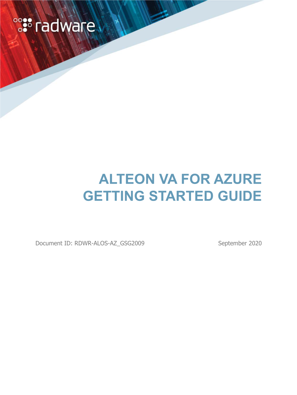 Alteon Va for Azure Getting Started Guide