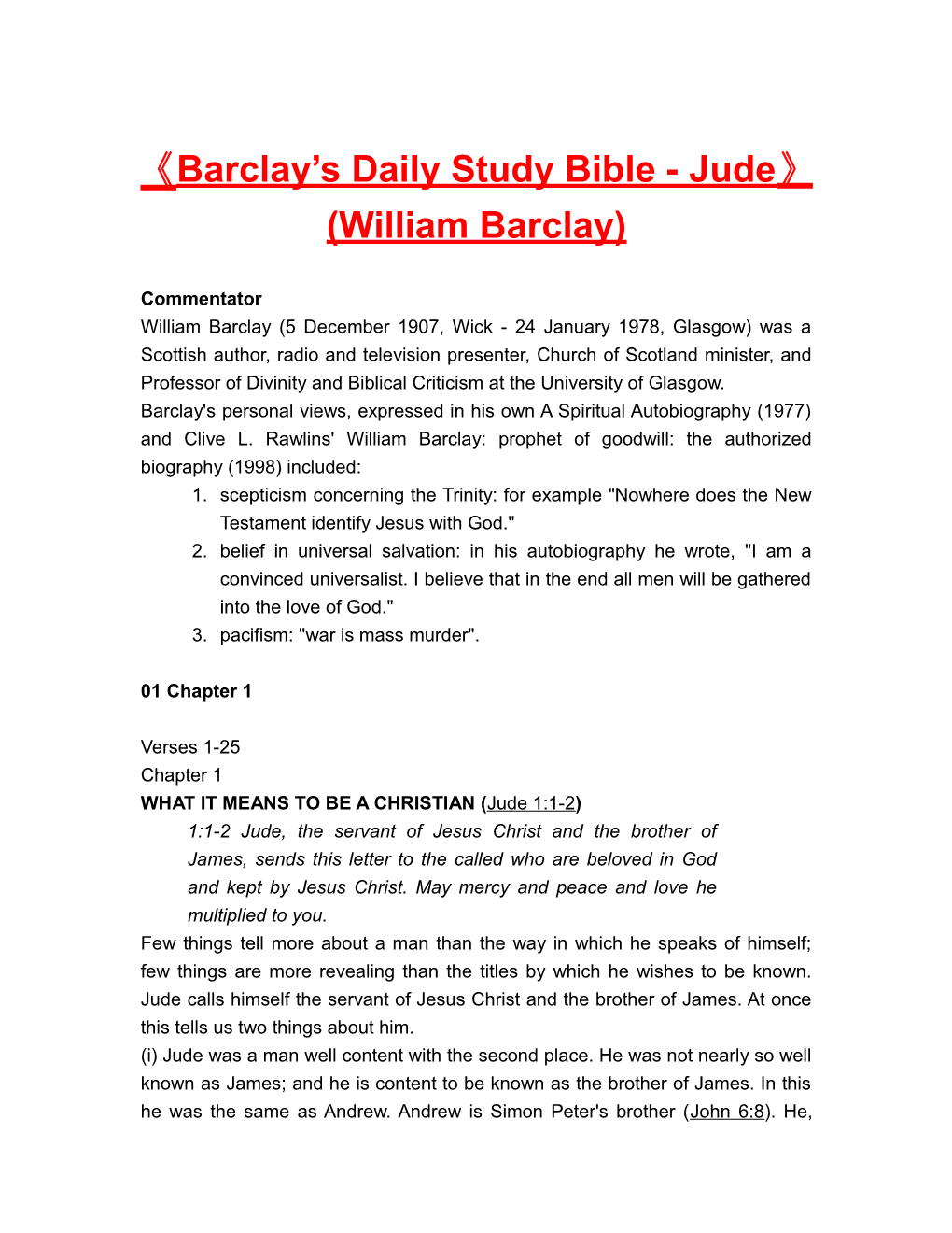 Barclay S Daily Study Bible - Jude (William Barclay)